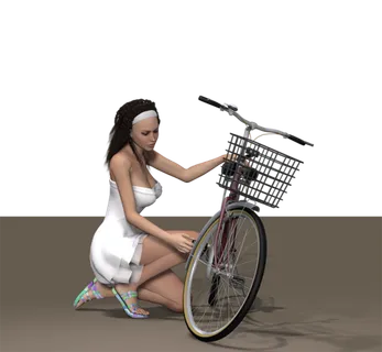 长发修理自行车