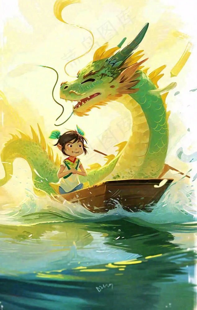 海上船只传说龙怪兽古风插画手绘(864x1360)