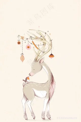 手绘麋鹿简约装饰画