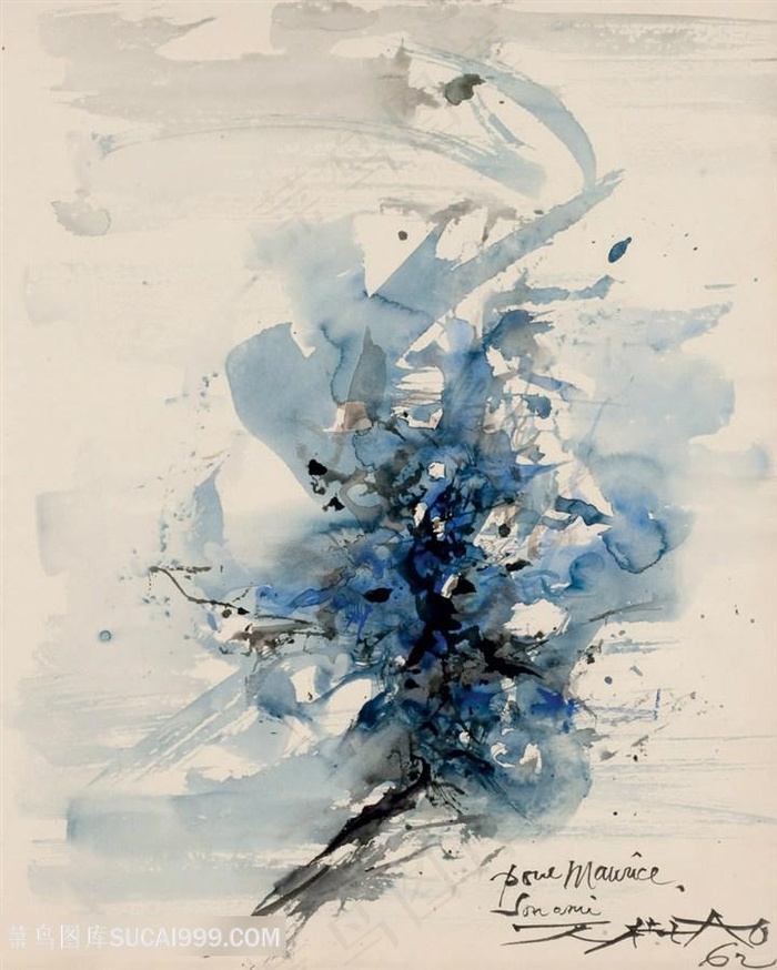 赵无极水墨抽象装饰画