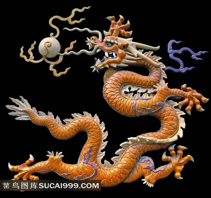 中国龙戏珠雕刻图案图片