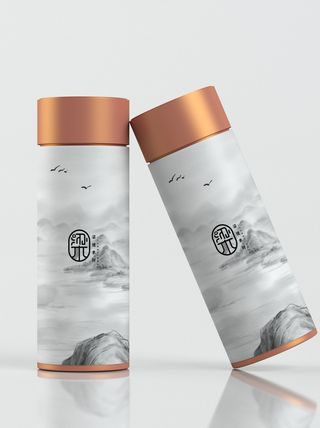 国风高档茶叶包装盒袋罐瓶LOGO标贴展示VI智能贴图样机PSD素材