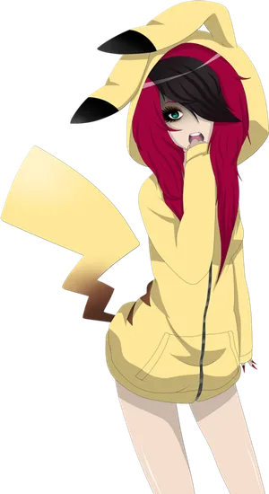 黄色皮卡丘装扮女孩素材卡通