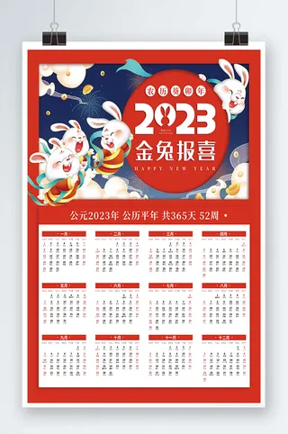 2023日历 兔年日历兔年挂历