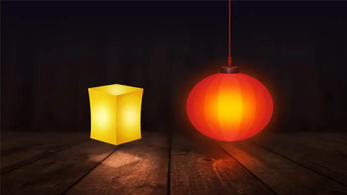 孔明灯分层插画