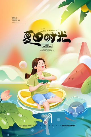 清新创意夏季夏天促销海报