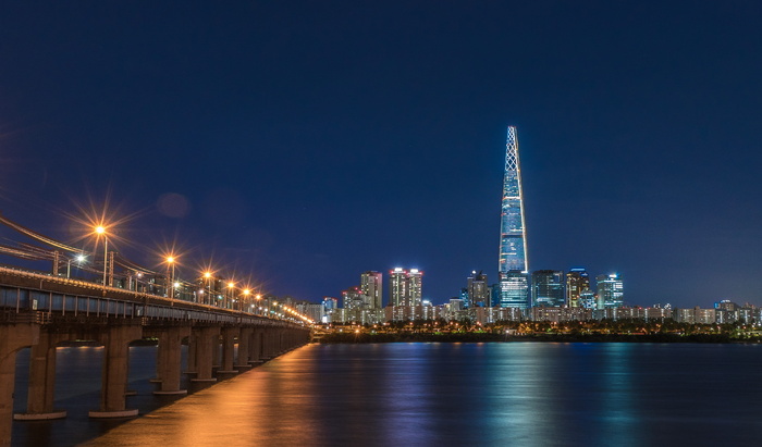 高清唯美城市夜景海边夜景