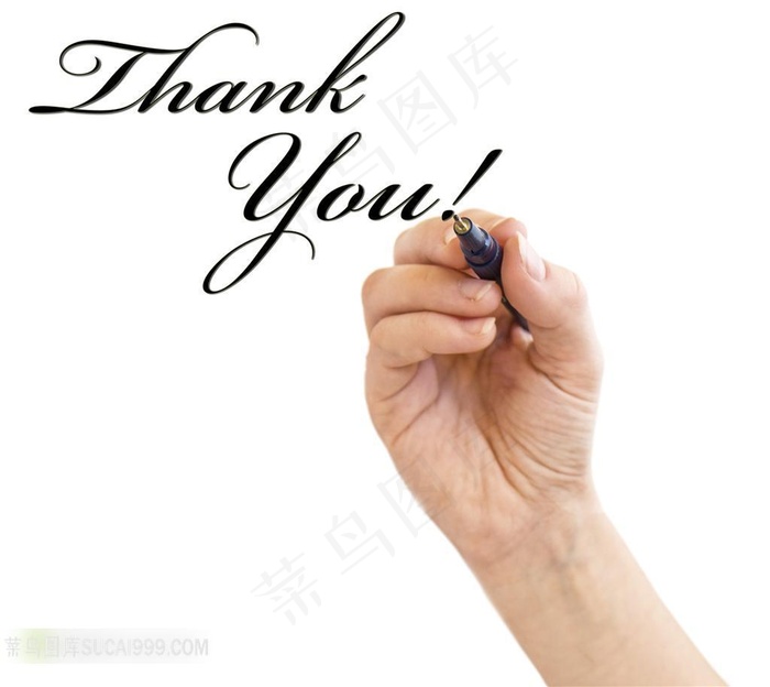 白底手写Thank you图片素材
