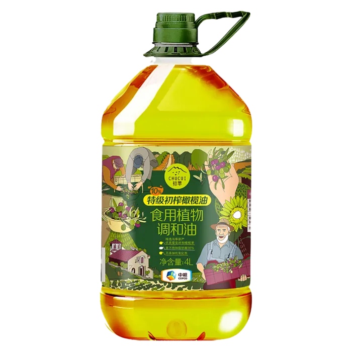 中粮初萃橄榄调和油4升超市商品白底图免抠实物摄影png格式图片透明底