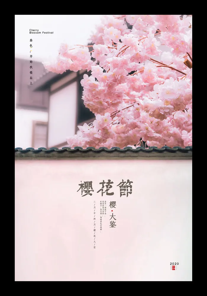 清新粉色创意樱花节旅游海报 psd模版下载