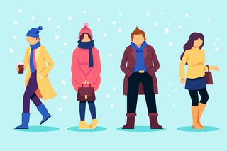 冬天服饰服装冬装穿冬装保暖冬季卡通人物男女装Ai矢量图片素材