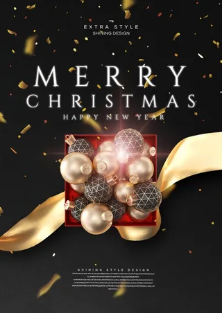 圣诞节圣诞树圣诞老人闪亮装饰电商促销折扣海报