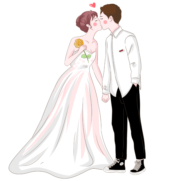 婚纱卡通人物婚礼白纱结婚婚纱摄影手绘