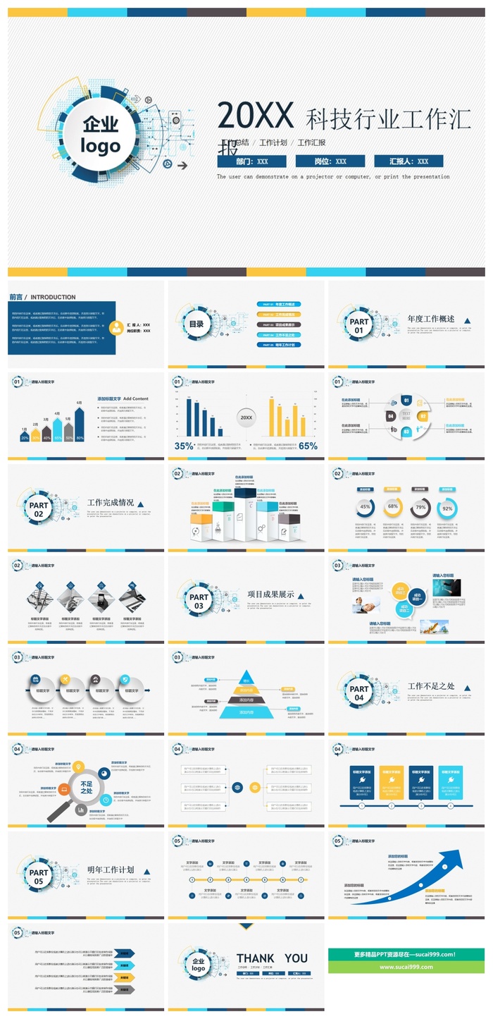 电子科技行业工作总结汇报PPT模板