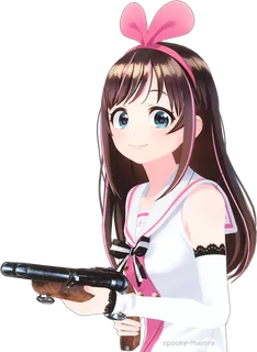 开枪女孩卡通线条画简笔