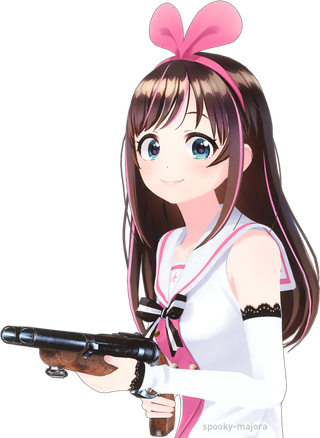 开枪女孩卡通线条画简笔