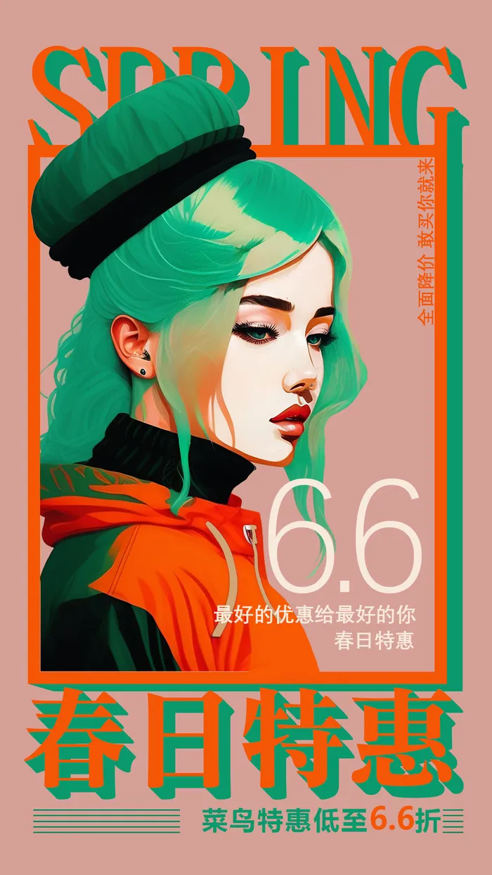 春日特惠插画海报
