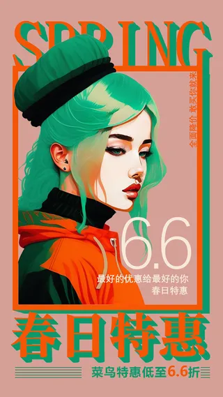 春日特惠插画海报