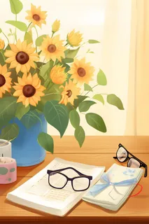 鲜花阳光书籍温馨唯美背景