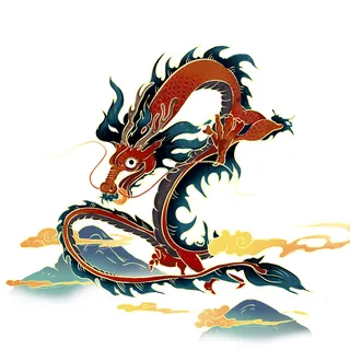 手绘国潮中国风神龙凤凰卡通形象插画装饰元素图案PSD设计素材 手绘国潮中国风神龙凤凰卡通形象插画装饰元素图案PSD设计素材