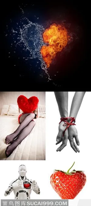 情人节创意设计素材--水与火的心形和机器人的心等 情人节创意设计素材--水与火的心形和机器人的心等