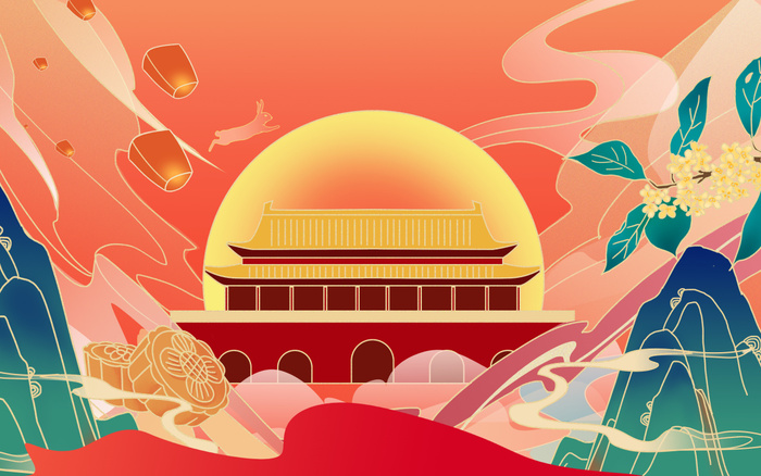 国潮*月亮插画素材