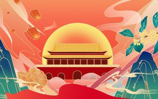 国潮*月亮插画素材