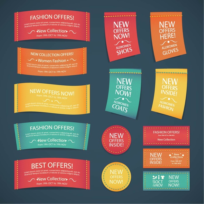 免抠纺织款式促销标签