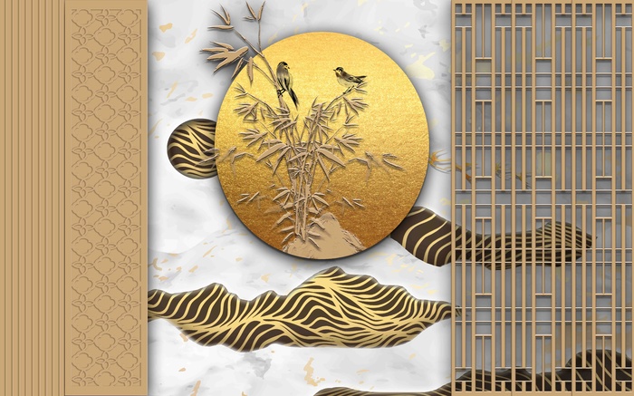 新中式现代背景墙  