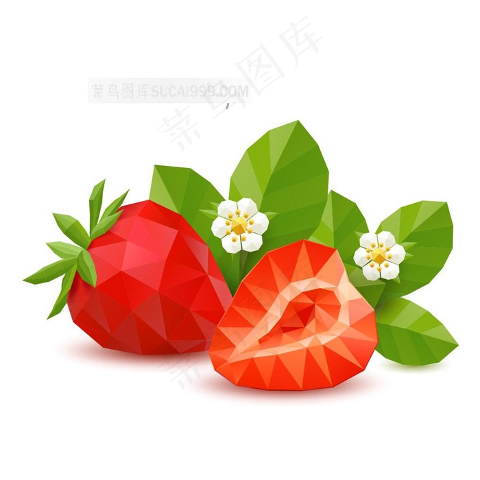 lowpoly风格草莓矢量