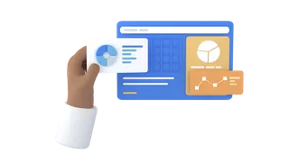 电脑图表简约3D数据png图标素材