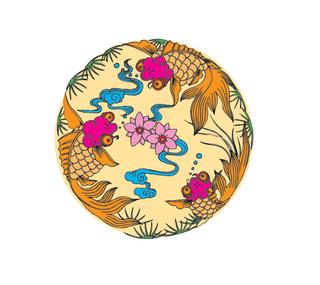 设计圆形鲤鱼素材