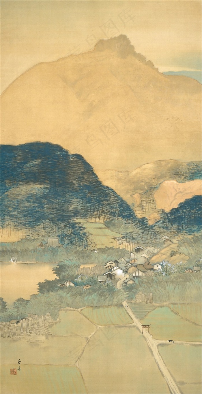 桥本关雪山水绘画素材