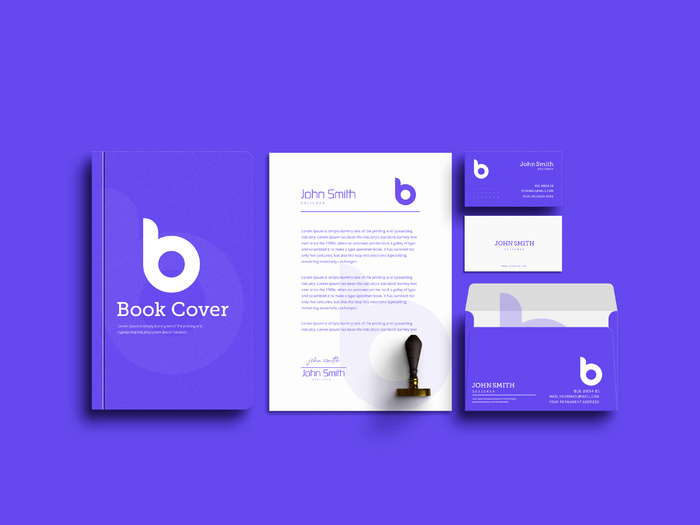 办公产品蓝色背景样机