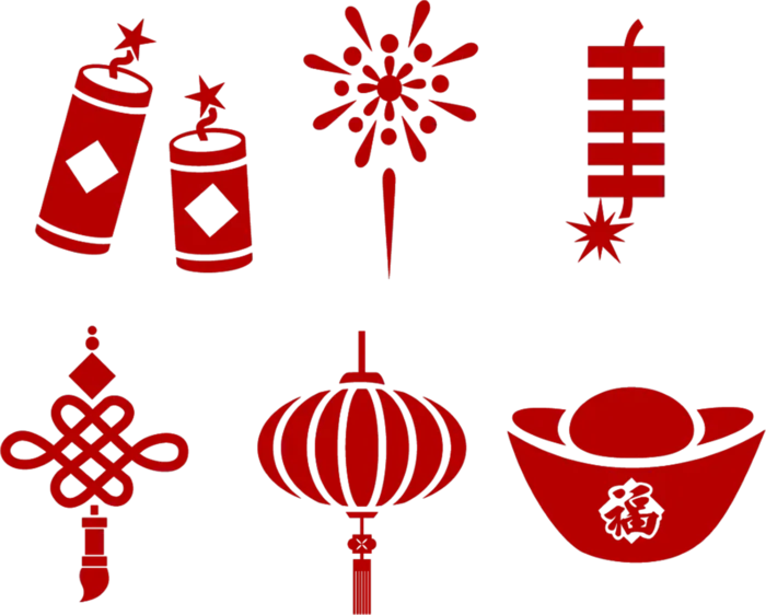红色节日元素简笔素材