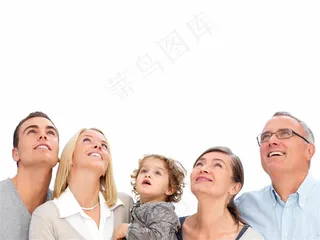 仰望天空的一家人