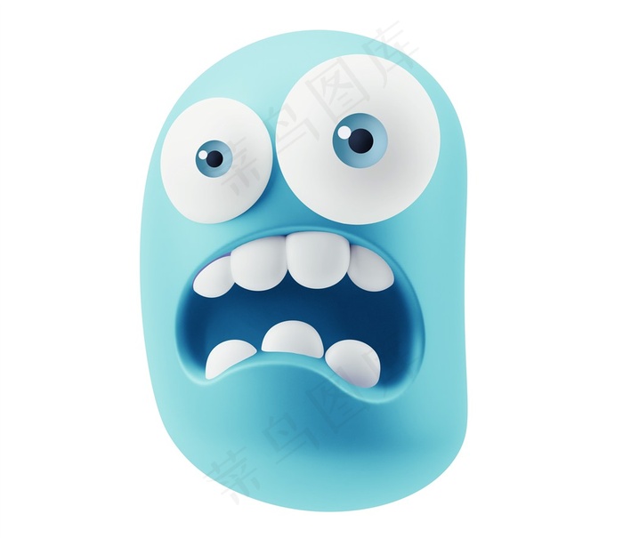 蓝色椭圆形3d立体q版卡通表情高清图片