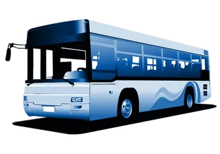 蓝色大巴车卡通立体