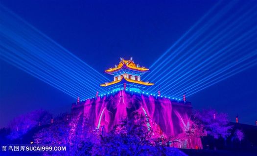 古城墙角楼灯光秀