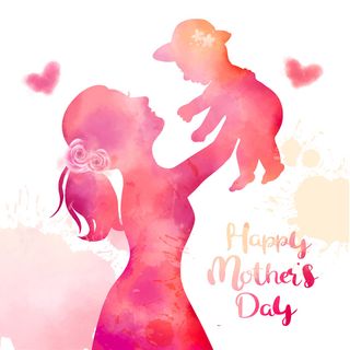 水彩粉色母亲节素材