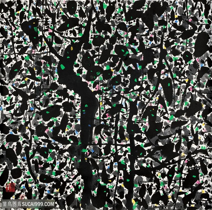 吴冠中手绘简约时尚纹理装饰画