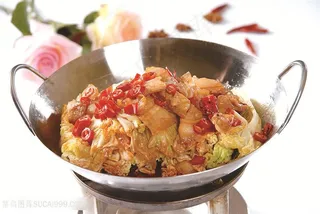 中华美食干锅娃娃菜摄影图