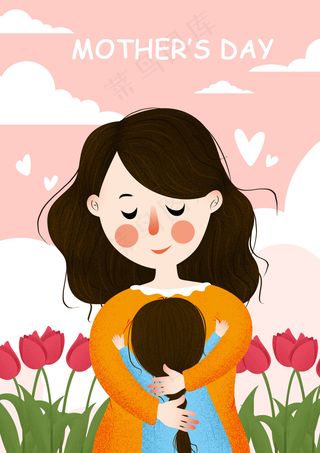 卡通手绘母亲节插画漫画素材