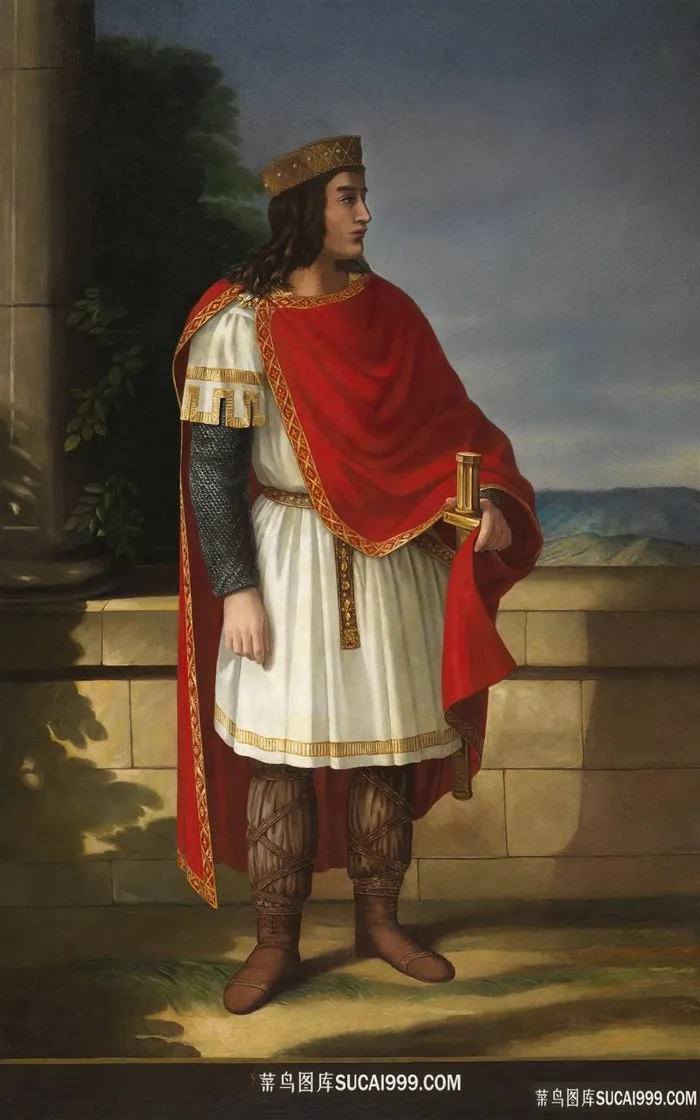 士兵人物风景画油画图片