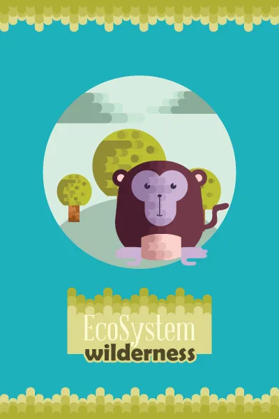 自然风景动物植物扁平矢量插画ai矢量模版下载