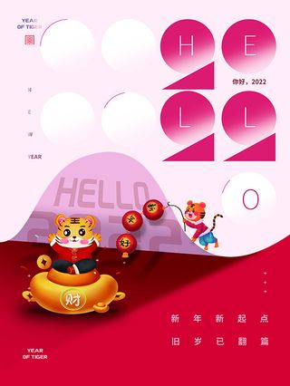 虎年新年海报展板PSD模板2022