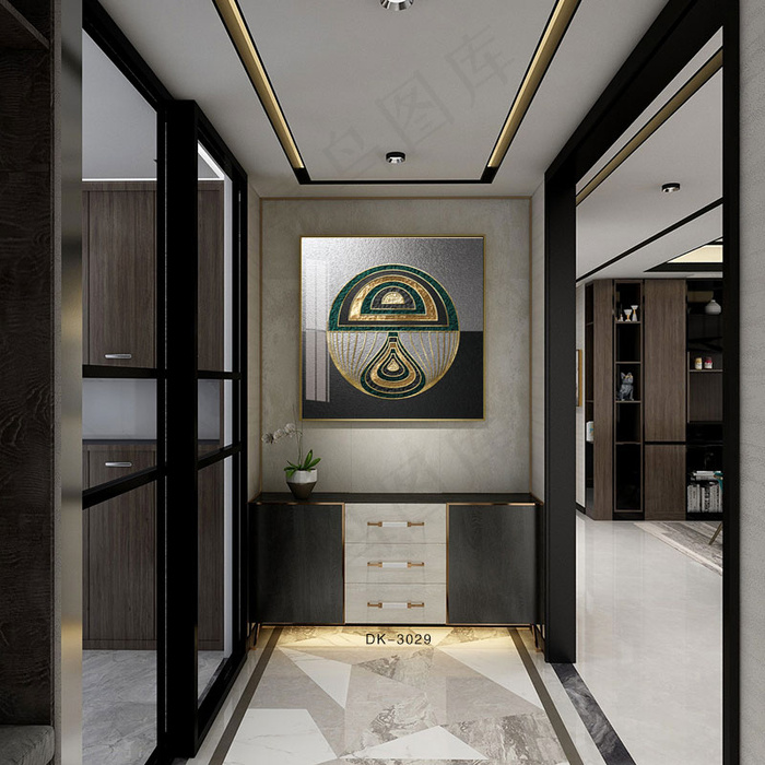 室内效果图玄关几何图形摆设设计样板间效果背景场景图背景效果图