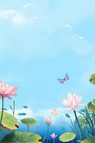 中国风清新荷花简约背景