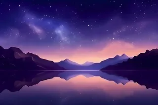 紫色梦幻星空水面倒影背景