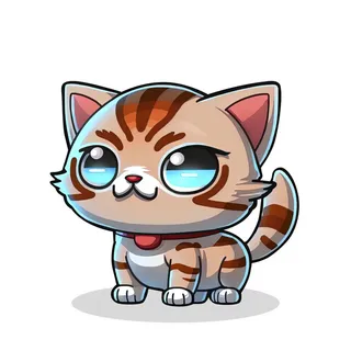 手绘卡通可爱一只猫